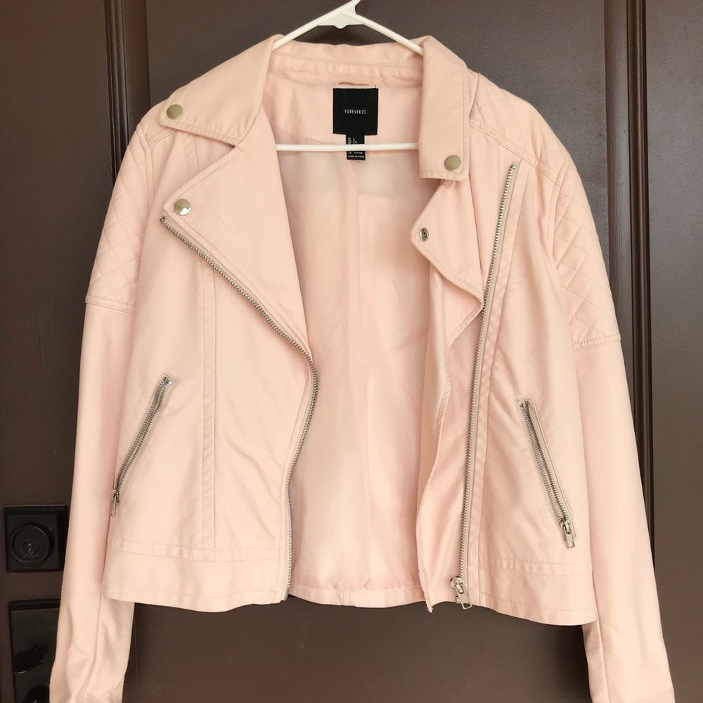 Blush leather jacket.